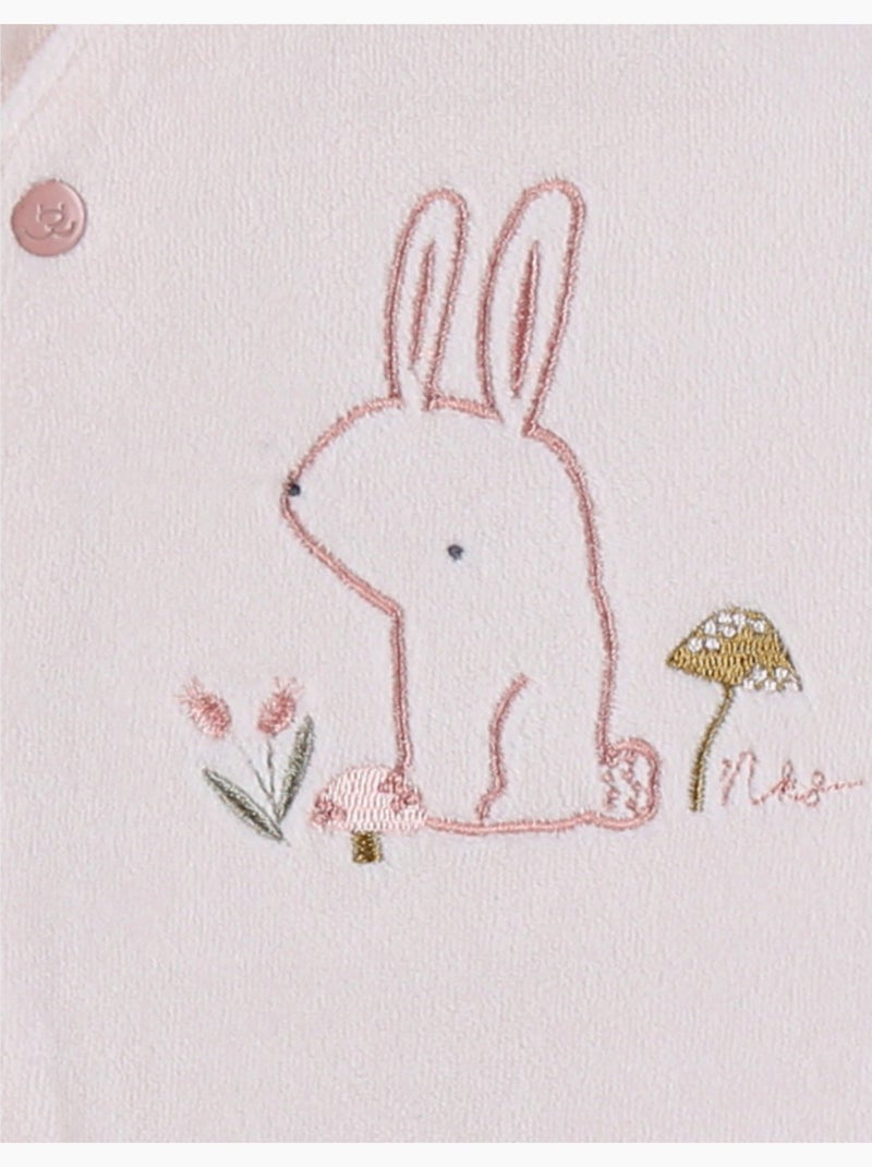 Pyjama bébé en velours avec broderie lapin Noukie's Rose - Kiabi