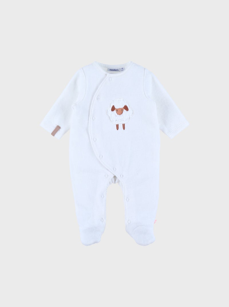 Pyjama bébé en velours avec broderie mouton Noukie's Blanc - Kiabi