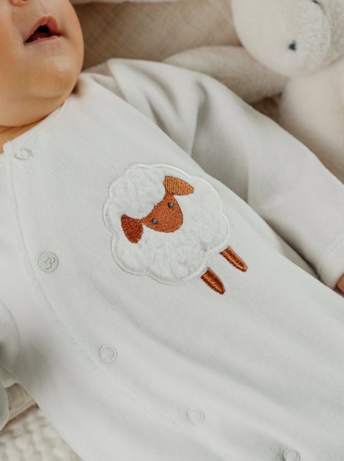 Pyjama bébé en velours avec broderie mouton Noukie's - Kiabi