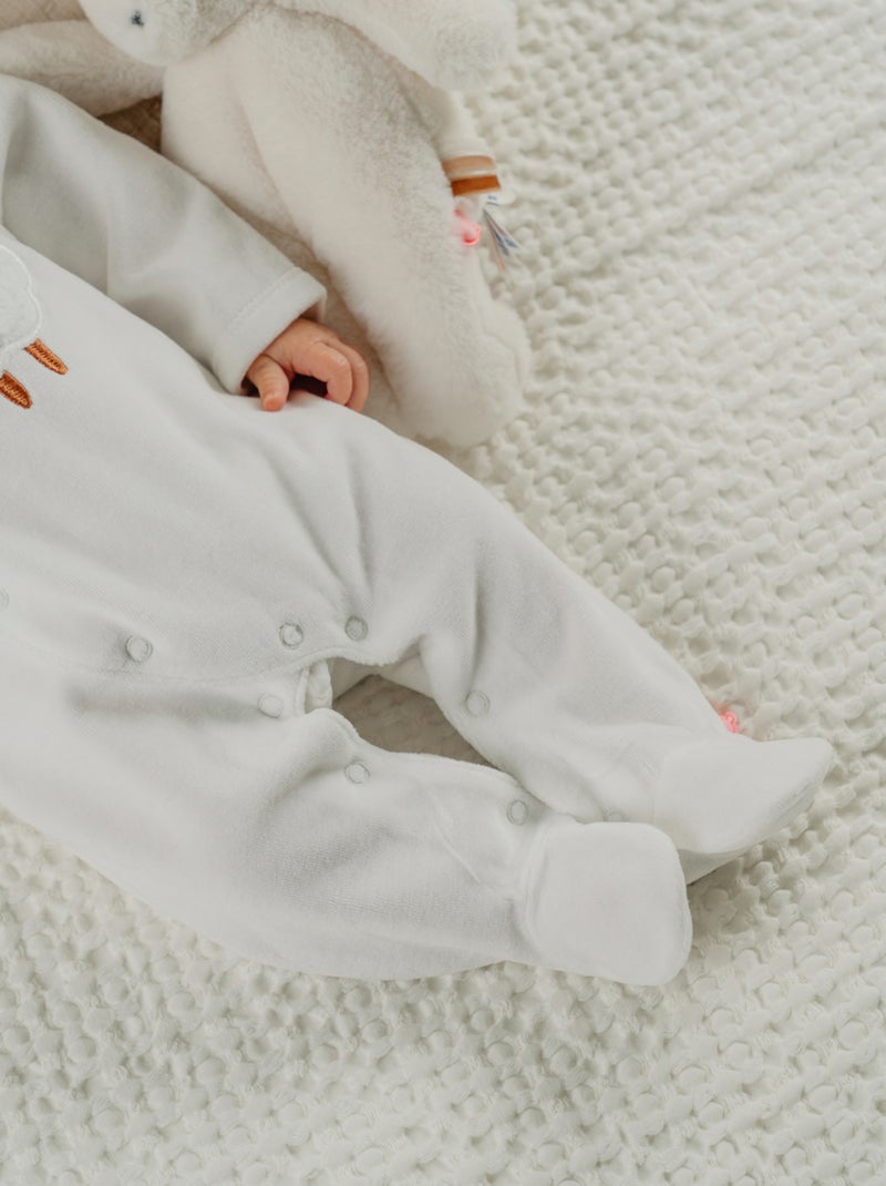 Pyjama bébé en velours avec broderie mouton Noukie's Blanc - Kiabi