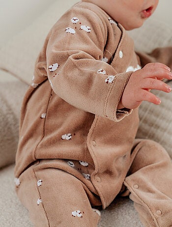 Pyjama bébé en velours avec broderie mouton Noukie's