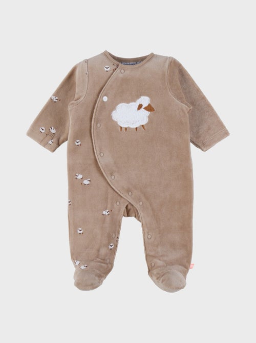 Pyjama bébé en velours avec broderie mouton Noukie's - Kiabi