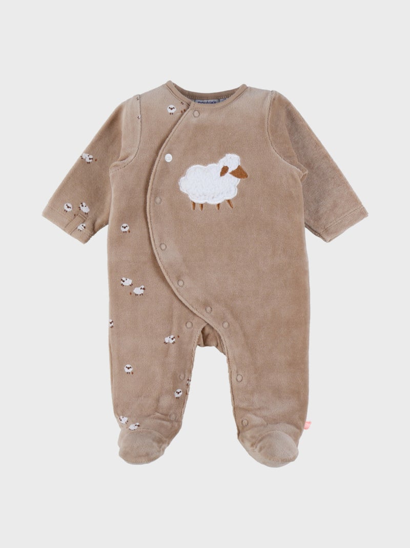 Pyjama bébé en velours avec broderie mouton Noukie's Marron - Kiabi
