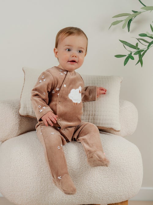 Pyjama bébé en velours avec broderie mouton Noukie's - Kiabi