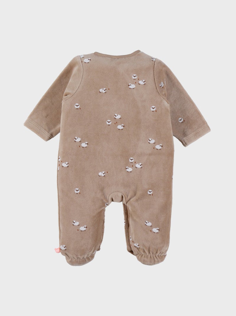 Pyjama bébé en velours avec broderie mouton Noukie's Marron - Kiabi