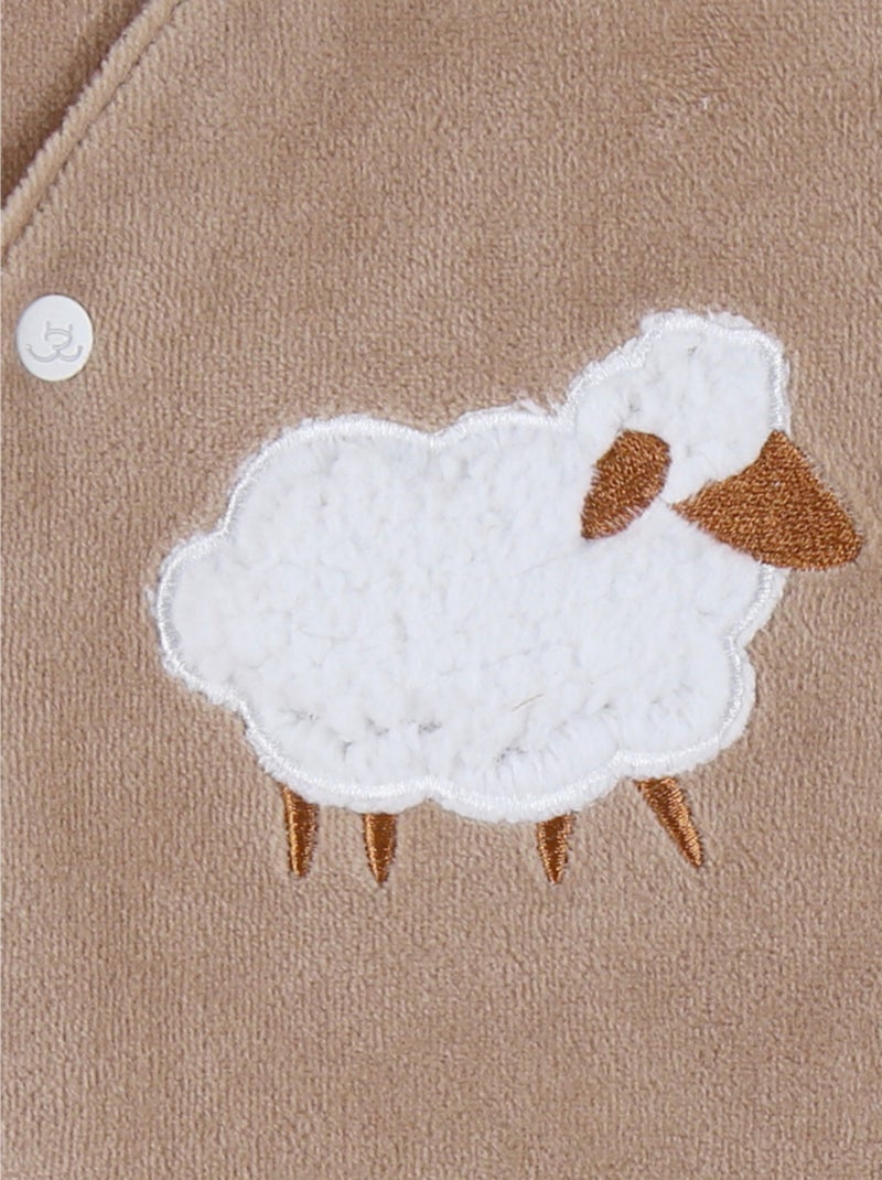 Pyjama bébé en velours avec broderie mouton Noukie's Marron - Kiabi
