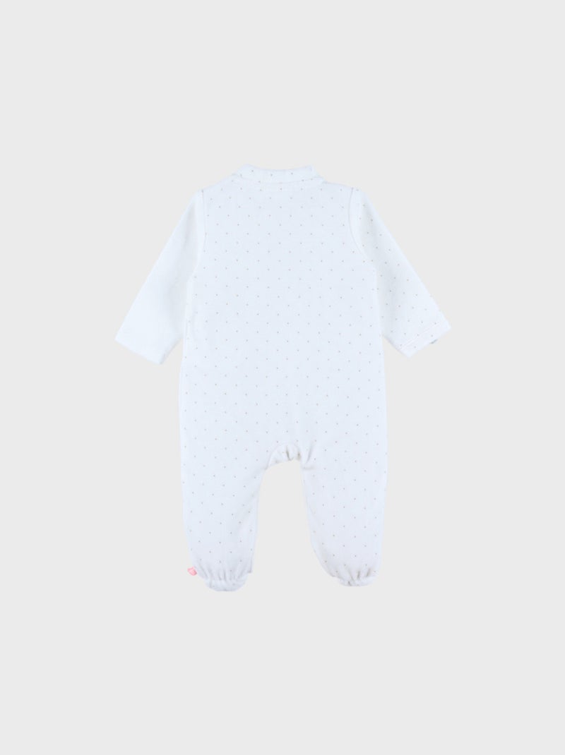 Pyjama bébé en velours avec broderie oiseau Noukie's Blanc - Kiabi