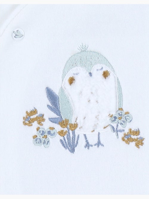 Pyjama bébé en velours avec broderie oiseau Noukie's - Kiabi