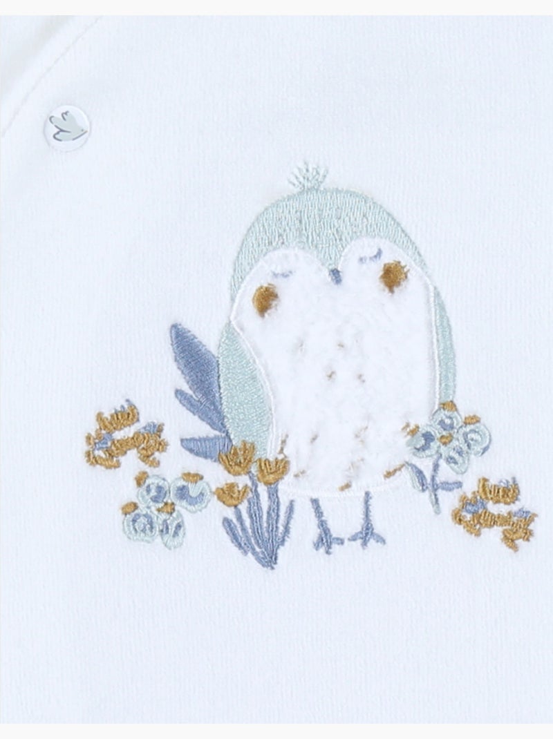 Pyjama bébé en velours avec broderie oiseau Noukie's Blanc - Kiabi