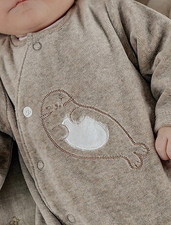 Pyjama bébé en velours avec broderie phoque Noukie's
