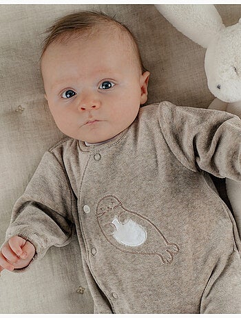 Pyjama bébé en velours avec broderie phoque Noukie's