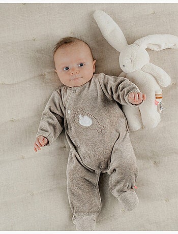 Pyjama bébé en velours avec broderie phoque Noukie's