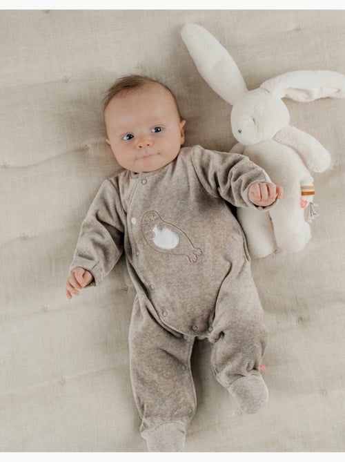 Pyjama bébé en velours avec broderie phoque Noukie's - Kiabi