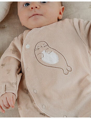 Pyjama bébé en velours avec broderie phoque Noukie's