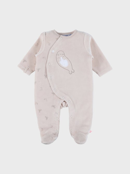 Pyjama bébé en velours avec broderie phoque Noukie's - Kiabi