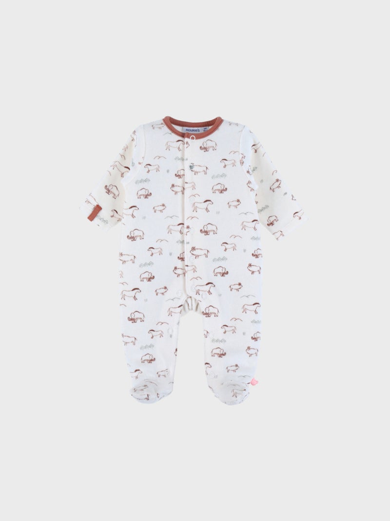 Pyjama bébé en velours avec imprimé Mammouth Noukie's Blanc - Kiabi