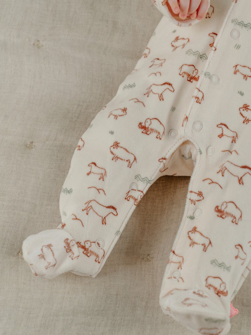 Pyjama bébé en velours avec imprimé Mammouth Noukie's Blanc - Kiabi