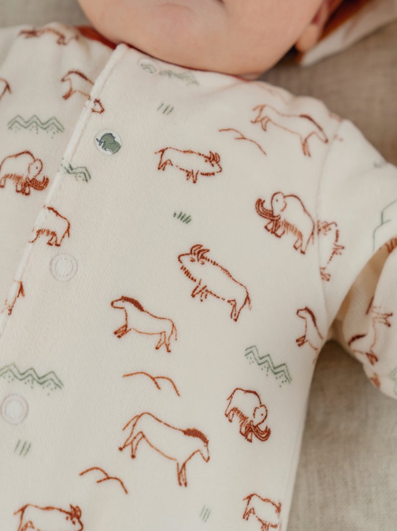 Pyjama bébé en velours avec imprimé Mammouth Noukie's Blanc - Kiabi