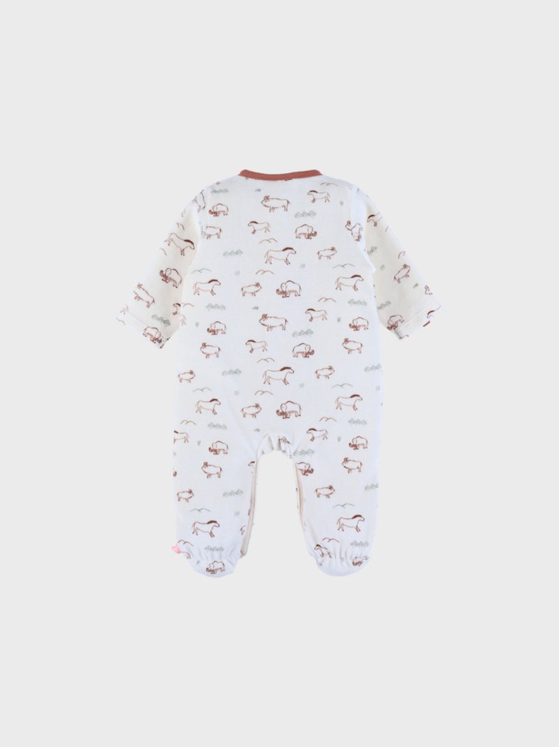 Pyjama bébé en velours avec imprimé Mammouth Noukie's Blanc - Kiabi