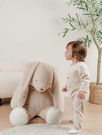 Pyjama bébé en velours brodé chat beige Noukie's