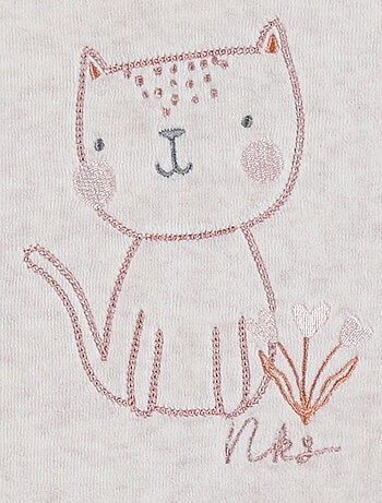 Pyjama bébé en velours brodé chat beige Noukie's