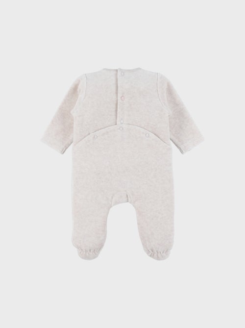 Pyjama bébé en velours brodé chat beige Noukie's - Kiabi