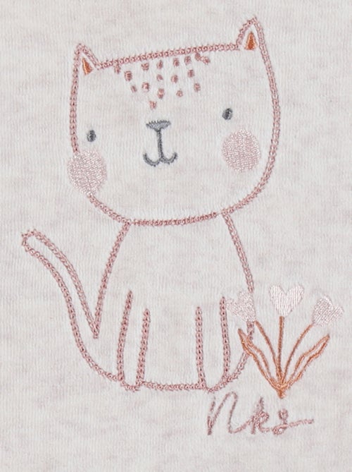 Pyjama bébé en velours brodé chat beige Noukie's - Kiabi