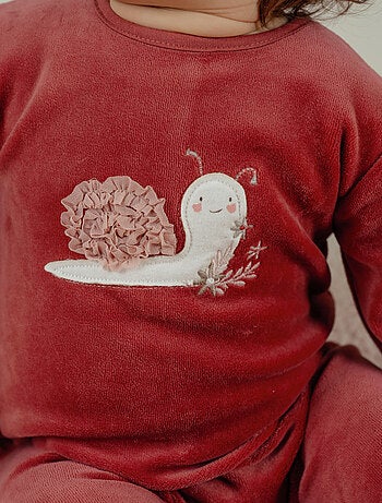 Pyjama bébé en velours brodé escargot Noukie's