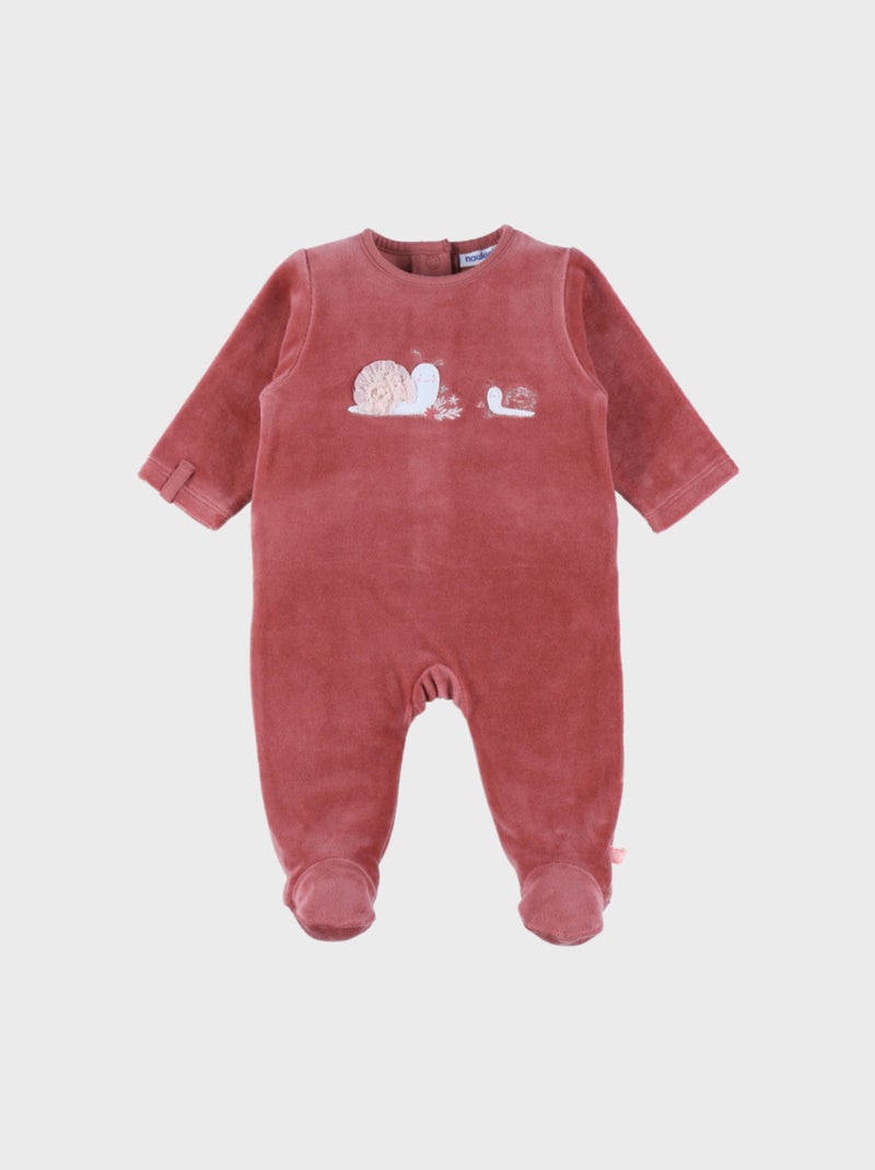 Pyjama bébé en velours brodé escargot Noukie's Rose - Kiabi