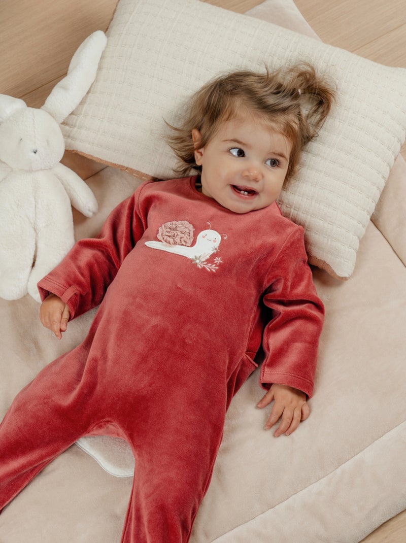 Pyjama bébé en velours brodé escargot Noukie's Rose - Kiabi