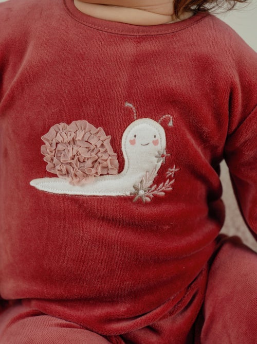 Pyjama bébé en velours brodé escargot Noukie's - Kiabi