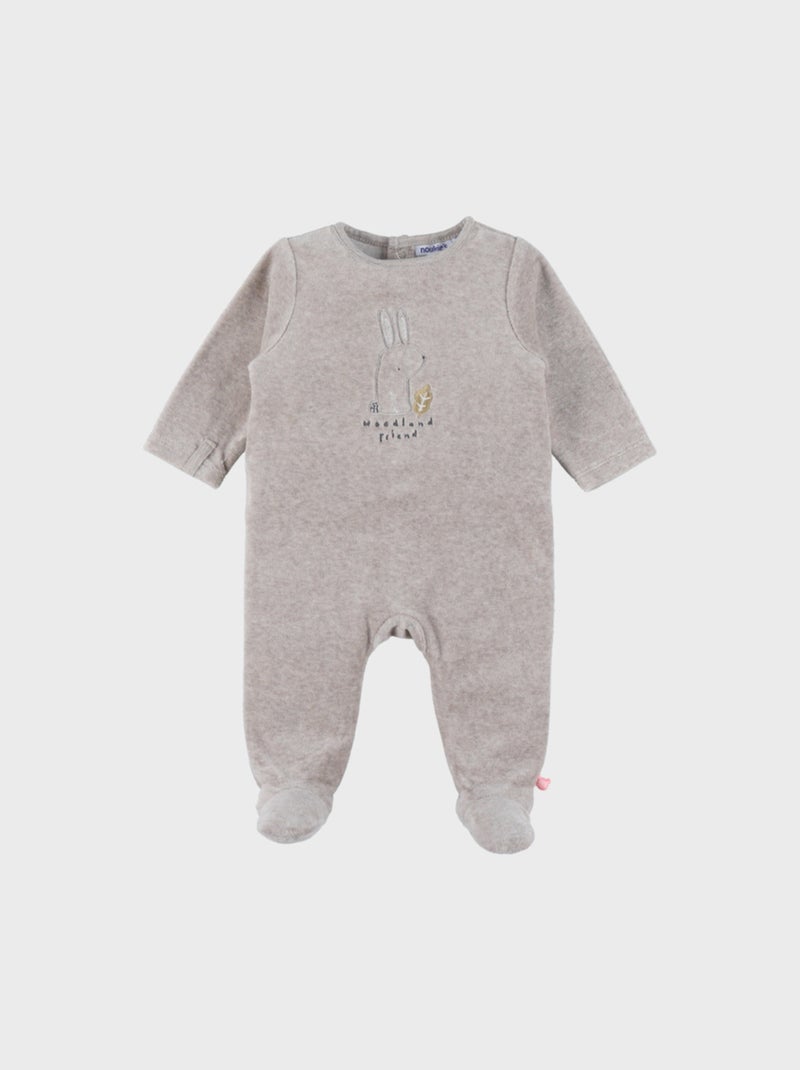 Pyjama bébé en velours brodé lapin Noukie's Marron - Kiabi
