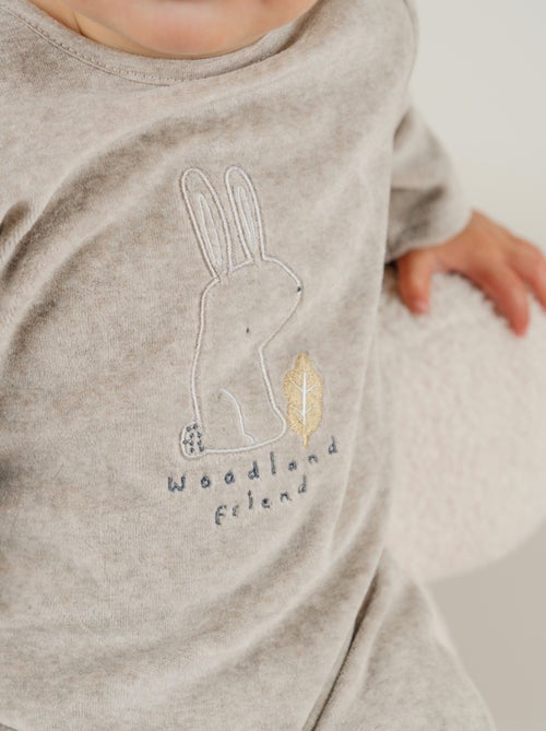 Pyjama bébé en velours brodé lapin Noukie's - Kiabi