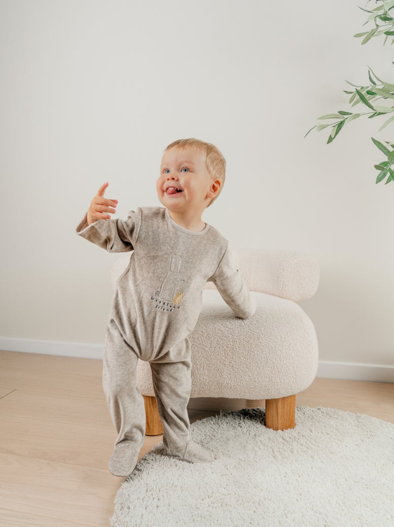 Pyjama bébé en velours brodé lapin Noukie's Marron - Kiabi