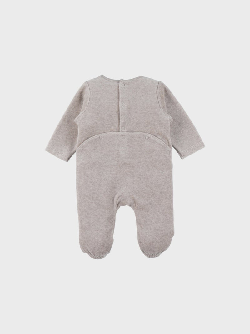 Pyjama bébé en velours brodé lapin Noukie's Marron - Kiabi