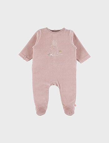 Pyjama bébé en velours brodé lapin rose Noukie's