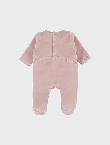 Pyjama bébé en velours brodé lapin rose Noukie's