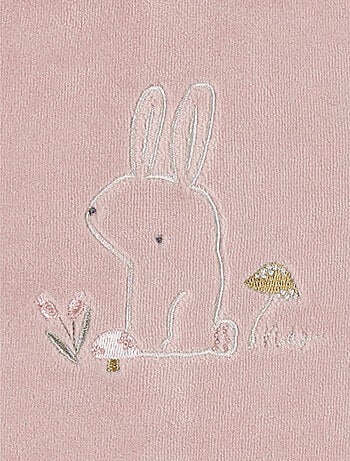 Pyjama bébé en velours brodé lapin rose Noukie's