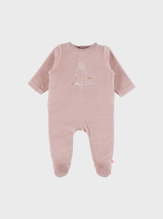 Pyjama bébé en velours brodé lapin rose Noukie's