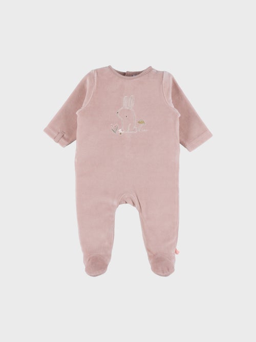 Pyjama bébé en velours brodé lapin rose Noukie's - Kiabi