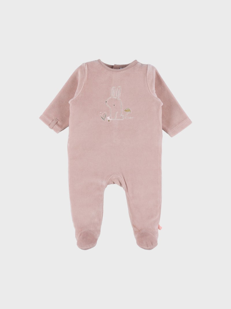 Pyjama bébé en velours brodé lapin rose Noukie's Rose - Kiabi