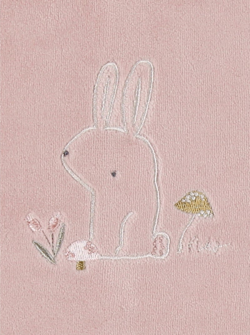 Pyjama bébé en velours brodé lapin rose Noukie's Rose - Kiabi