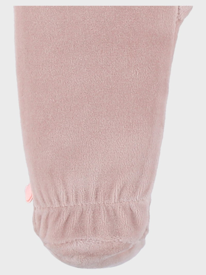 Pyjama bébé en velours brodé lapin rose Noukie's Rose - Kiabi