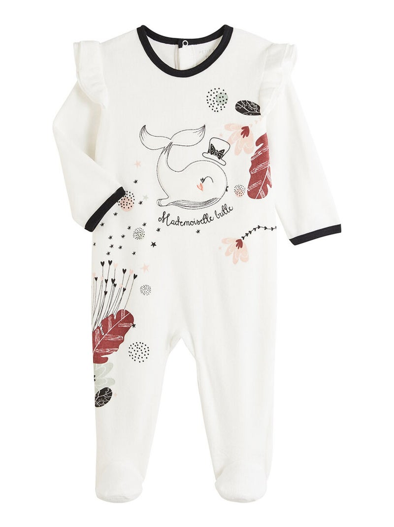 Pyjama bébé en velours Bulle Ecru - Kiabi