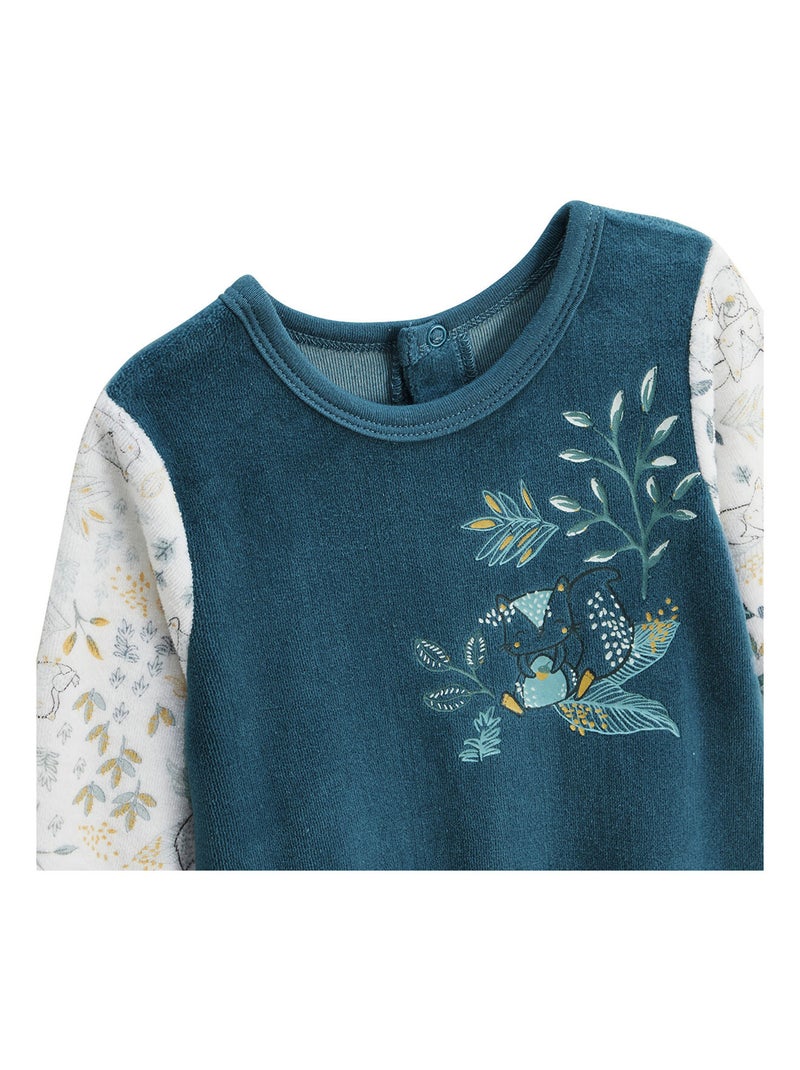 Pyjama bébé en velours Cacahuète Bleu - Kiabi