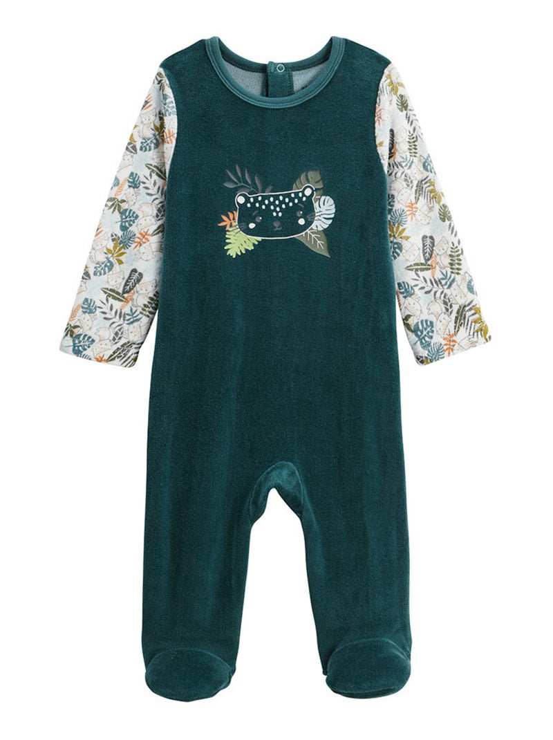 Pyjama bébé en velours Canopée Vert - Kiabi
