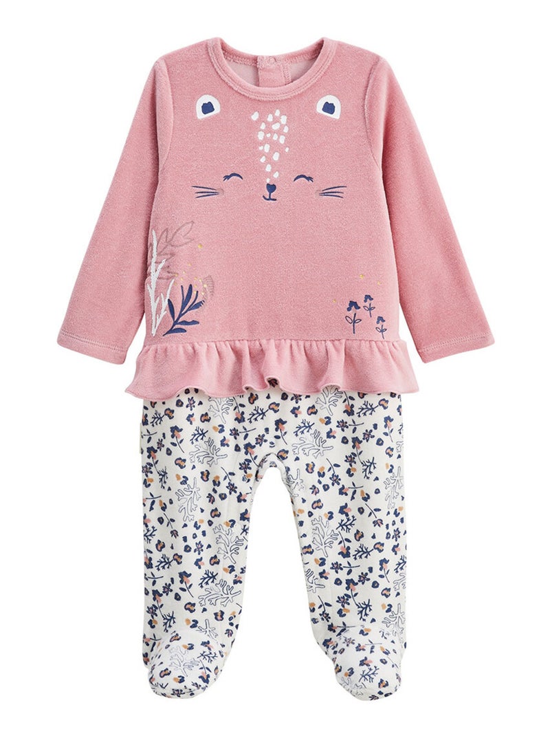 Pyjama bébé en velours Céleste Rose - Kiabi