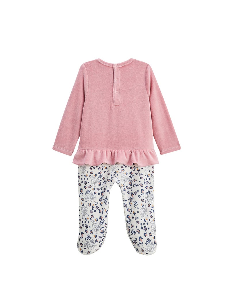 Pyjama bébé en velours Céleste Rose - Kiabi