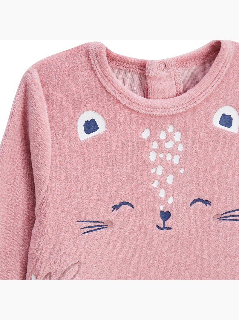 Pyjama bébé en velours Céleste Rose - Kiabi