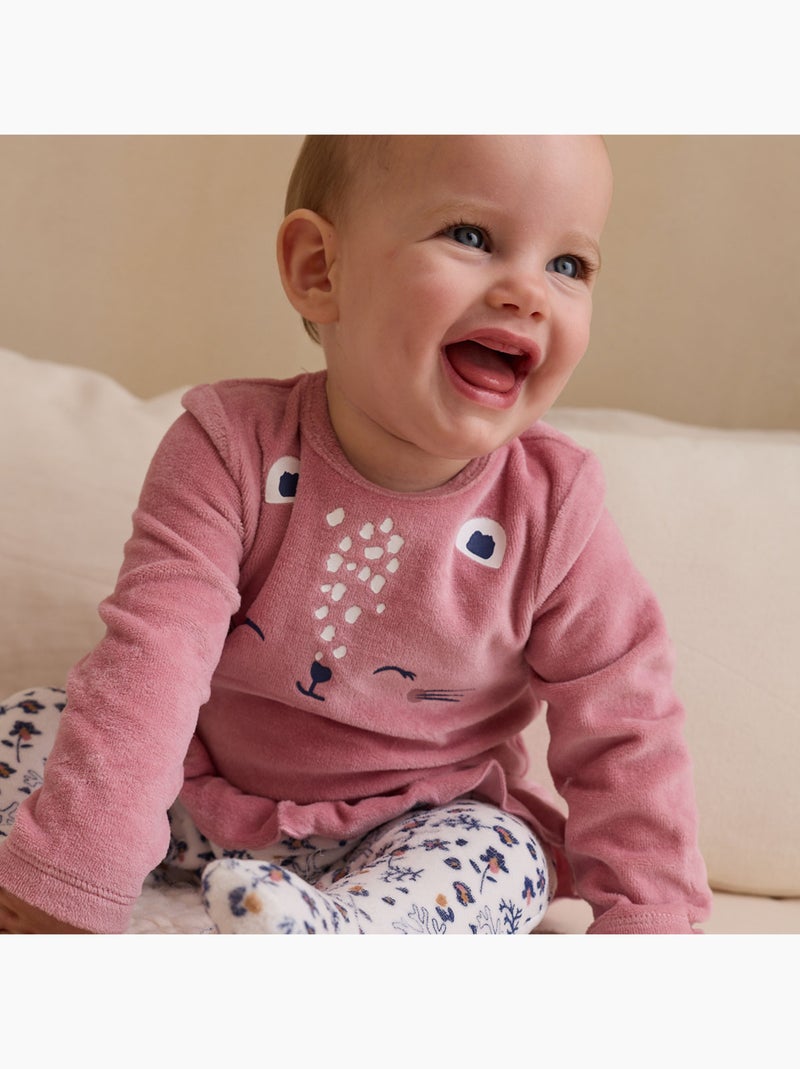 Pyjama bébé en velours Céleste Rose - Kiabi